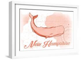 New Hampshire - Whale - Coral - Coastal Icon-Lantern Press-Framed Art Print