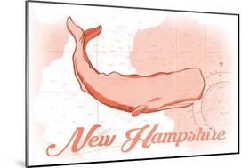 New Hampshire - Whale - Coral - Coastal Icon-Lantern Press-Mounted Art Print