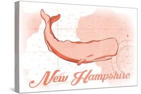 New Hampshire - Whale - Coral - Coastal Icon-Lantern Press-Stretched Canvas