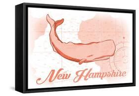 New Hampshire - Whale - Coral - Coastal Icon-Lantern Press-Framed Stretched Canvas