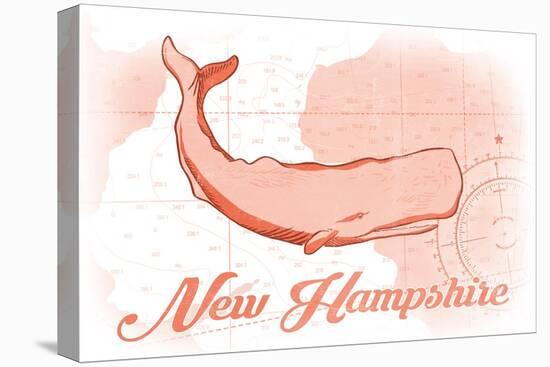 New Hampshire - Whale - Coral - Coastal Icon-Lantern Press-Stretched Canvas