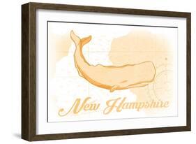 New Hampshire - Whale - Yellow - Coastal Icon-Lantern Press-Framed Art Print