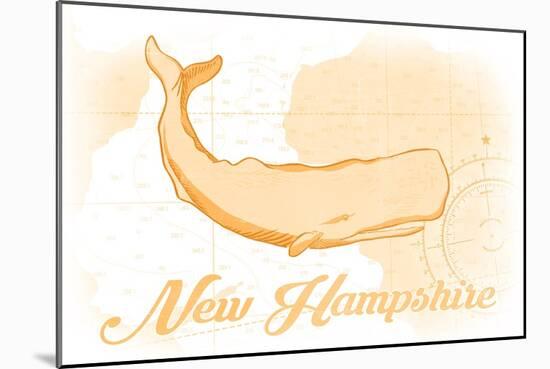 New Hampshire - Whale - Yellow - Coastal Icon-Lantern Press-Mounted Art Print