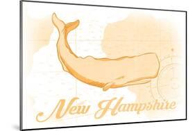 New Hampshire - Whale - Yellow - Coastal Icon-Lantern Press-Mounted Art Print
