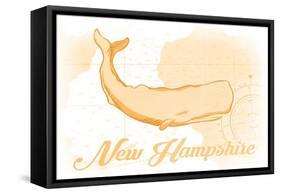 New Hampshire - Whale - Yellow - Coastal Icon-Lantern Press-Framed Stretched Canvas