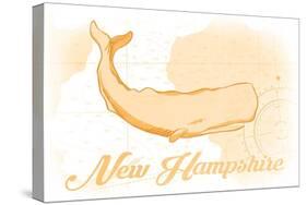 New Hampshire - Whale - Yellow - Coastal Icon-Lantern Press-Stretched Canvas