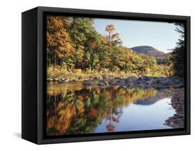 New Hampshire, White Mts Nf, Sugar Maple Reflect in the Swift River-Christopher Talbot Frank-Framed Stretched Canvas