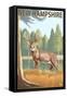 New Hampshire - White-Tailed Deer-Lantern Press-Framed Stretched Canvas