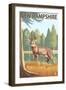 New Hampshire - White-Tailed Deer-Lantern Press-Framed Art Print