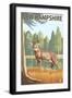 New Hampshire - White-Tailed Deer-Lantern Press-Framed Art Print