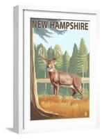 New Hampshire - White-Tailed Deer-Lantern Press-Framed Art Print