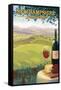 New Hampshire - Wine Country Scene-Lantern Press-Framed Stretched Canvas