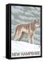 New Hampshire - Wolf Scene-Lantern Press-Framed Stretched Canvas