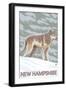 New Hampshire - Wolf Scene-Lantern Press-Framed Art Print