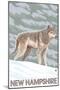 New Hampshire - Wolf Scene-Lantern Press-Mounted Art Print