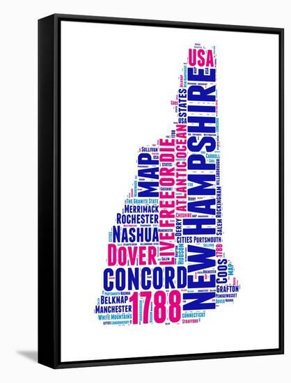 New Hampshire Word Cloud Map-NaxArt-Framed Stretched Canvas