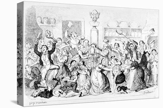 New Harmony - All Owin' - No Payin', 1845-George Cruikshank-Stretched Canvas