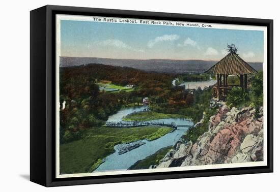 New Haven, Connecticut, A Rustic View from East Rock Park-Lantern Press-Framed Stretched Canvas