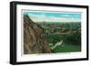 New Haven, Connecticut, Aerial View of the City from East Rock Cliffs-Lantern Press-Framed Art Print