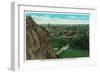 New Haven, Connecticut, Aerial View of the City from East Rock Cliffs-Lantern Press-Framed Art Print