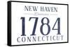 New Haven, Connecticut - Established Date (Blue)-Lantern Press-Framed Stretched Canvas