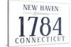 New Haven, Connecticut - Established Date (Blue)-Lantern Press-Stretched Canvas