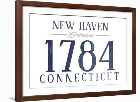 New Haven, Connecticut - Established Date (Blue)-Lantern Press-Framed Premium Giclee Print