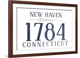 New Haven, Connecticut - Established Date (Blue)-Lantern Press-Framed Premium Giclee Print