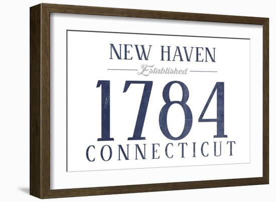 New Haven, Connecticut - Established Date (Blue)-Lantern Press-Framed Art Print