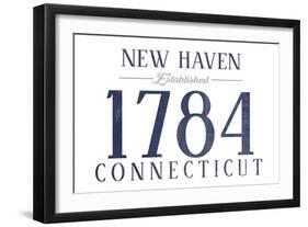 New Haven, Connecticut - Established Date (Blue)-Lantern Press-Framed Art Print