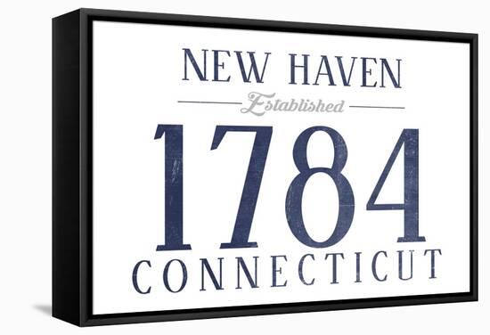 New Haven, Connecticut - Established Date (Blue)-Lantern Press-Framed Stretched Canvas