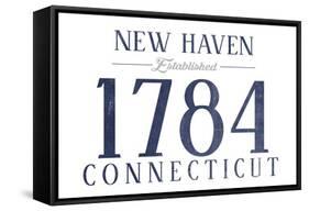 New Haven, Connecticut - Established Date (Blue)-Lantern Press-Framed Stretched Canvas