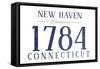 New Haven, Connecticut - Established Date (Blue)-Lantern Press-Framed Stretched Canvas