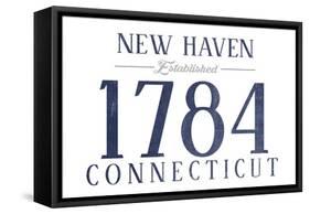 New Haven, Connecticut - Established Date (Blue)-Lantern Press-Framed Stretched Canvas