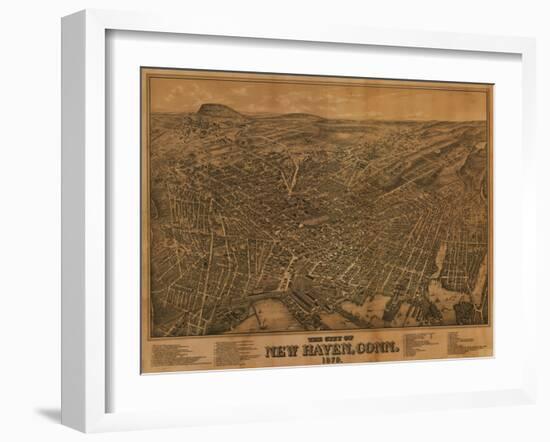 New Haven, Connecticut - Panoramic Map-Lantern Press-Framed Art Print