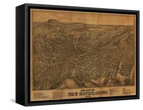 New Haven, Connecticut - Panoramic Map-Lantern Press-Framed Stretched Canvas