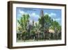 New Haven, CT - View of Harkness Memorial Tower, Dwight Chapel, Yale U-Lantern Press-Framed Art Print