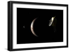 New Horizons Spacecraft Approaches Dwarf Planet Pluto and its Moon Charon-Stocktrek Images-Framed Art Print