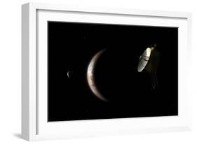 New Horizons Spacecraft Approaches Dwarf Planet Pluto and its Moon Charon-Stocktrek Images-Framed Art Print