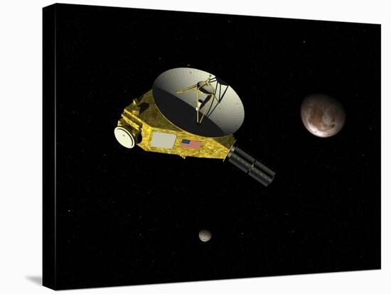 New Horizons Spacecraft Approaches Dwarf Planet Pluto and its Moon Charon-Stocktrek Images-Stretched Canvas