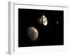 New Horizons Spacecraft Flies by Dwarf Planet Pluto and its Moon Charon-Stocktrek Images-Framed Art Print