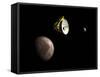 New Horizons Spacecraft Flies by Dwarf Planet Pluto and its Moon Charon-Stocktrek Images-Framed Stretched Canvas