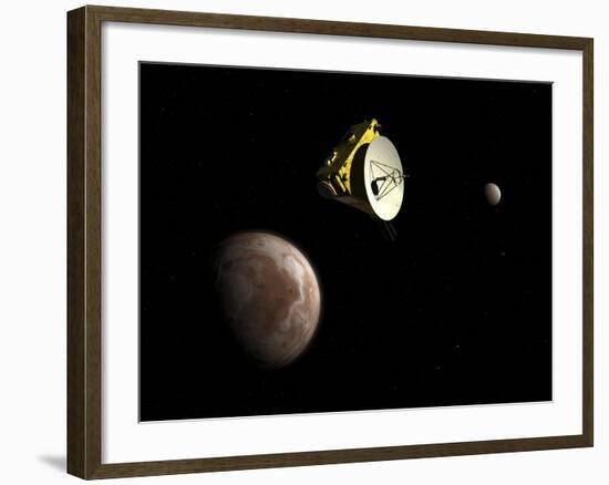 New Horizons Spacecraft Flies by Dwarf Planet Pluto and its Moon Charon-Stocktrek Images-Framed Art Print