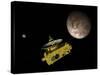 New Horizons Spacecraft over Dwarf Planet Pluto and its Moon Charon-Stocktrek Images-Stretched Canvas