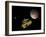 New Horizons Spacecraft over Dwarf Planet Pluto and its Moon Charon-Stocktrek Images-Framed Art Print