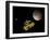 New Horizons Spacecraft over Dwarf Planet Pluto and its Moon Charon-Stocktrek Images-Framed Art Print