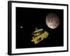 New Horizons Spacecraft over Dwarf Planet Pluto and its Moon Charon-Stocktrek Images-Framed Art Print