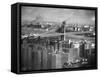 New Housing Project with the Manhattan Bridge in the Bckgrd. on the East Side of the City-Margaret Bourke-White-Framed Stretched Canvas