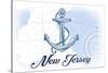 New Jersey - Anchor - Blue - Coastal Icon-Lantern Press-Stretched Canvas