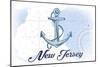 New Jersey - Anchor - Blue - Coastal Icon-Lantern Press-Mounted Art Print